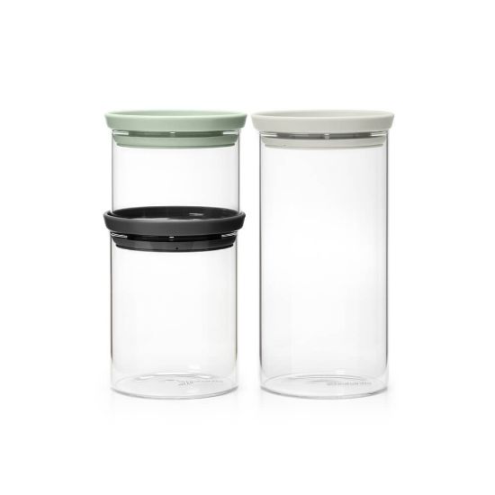 Снимка на Буркани комплект Brabantia Stackable 0.3L+0.6L+1.1L, Light Grey/Dark Grey/Jade Green, 3 броя