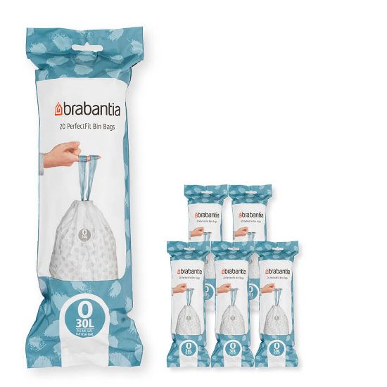Снимка на Торба за кош Brabantia PerfectFit FlatBack+/Bo размер O, 30L, 120 броя, кутия