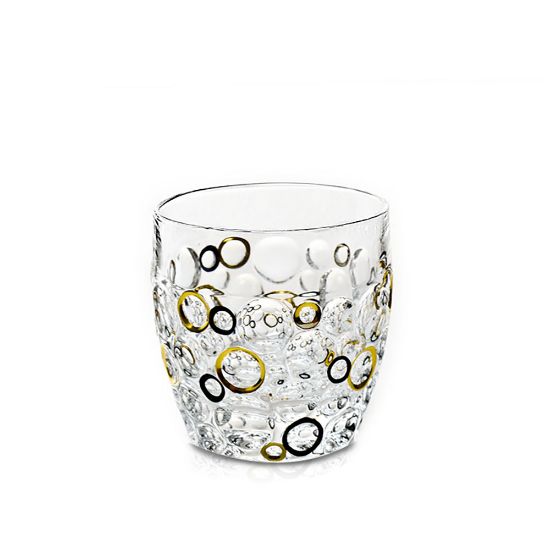 Снимка на Чаша за уиски Bohemia 1845 Lisboa Gold and Black Circles 350ml, 6 броя