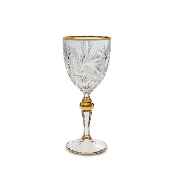 Снимка на Чаша за вино Bohemia 1845 Pinwheel Matt Cut and Gold 260ml, 6 броя