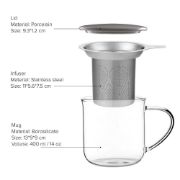Снимка на Чаша за чай с цедка VIVA Minima 400ml, сиво капаче за запарка