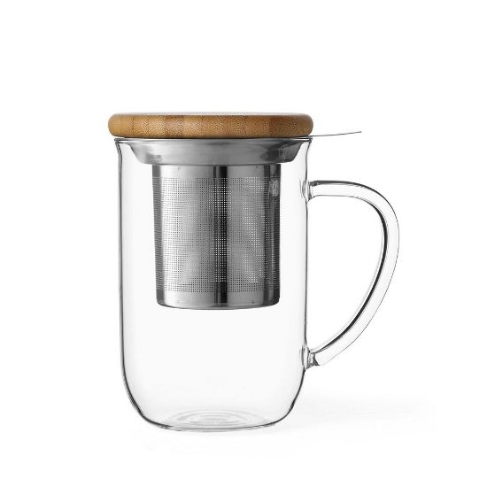 Снимка на Чаша за чай с цедка VIVA Minima 500ml, бамбуково капаче за запарка