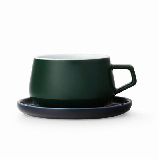 Снимка на Чаша за чай с подложна чинийка VIVA Classic Pine Green 250ml,  порцелан
