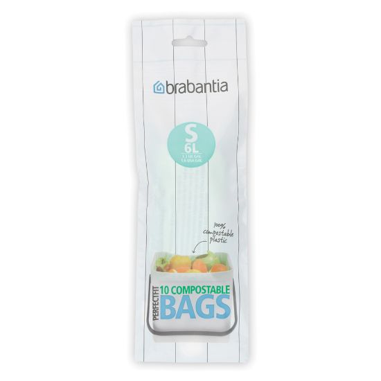 Снимка на Торба за кош Brabantia PerfectFit Sort&Go размер S, 6L, 10 броя, зелени, биоразградими, ролка