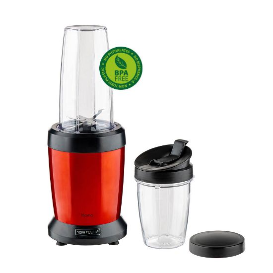 Снимка на Нутри блендер Homa HNB-1299 Rossy, 1200W, 6 ножа, 2 чаши, червен