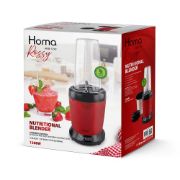 Снимка на Нутри блендер Homa HNB-1299 Rossy, 1200W, 6 ножа, 2 чаши, червен