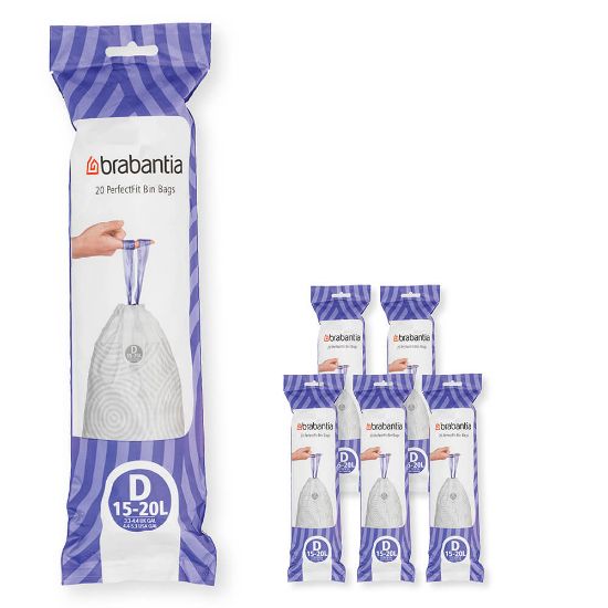 Снимка на Торба за кош Brabantia PerfectFit Sort&Go/Built-In размер D, 15-20L, 120 броя, кутия