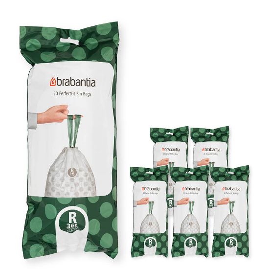 Снимка на Торба за кош Brabantia PerfectFit Bo, размер R, 36L, 120 броя, кутия