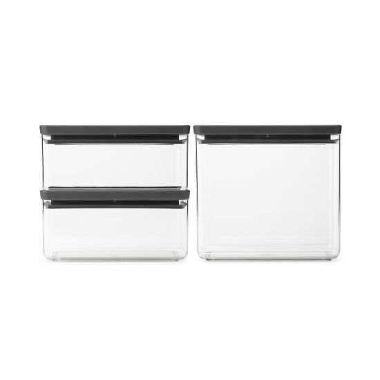 Снимка на Кутии за съхранение на продукти комплект Brabantia Tasty+ Stackable 2x1.5L+1x3.5L Dark Grey