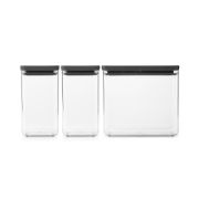 Снимка на Кутии за съхранение на продукти комплект Brabantia Tasty+ Stackable 2x1.6L+1x3.5L Dark Grey