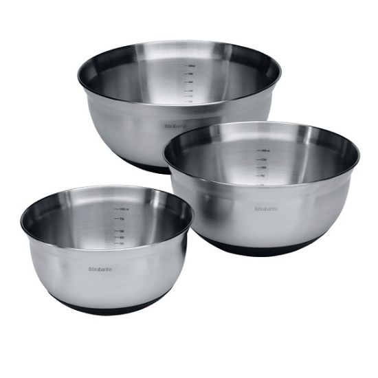 Снимка на Купи за бъркане комплект Brabantia 1L+1.6L+3L, Matt Steel/Black, 3 броя