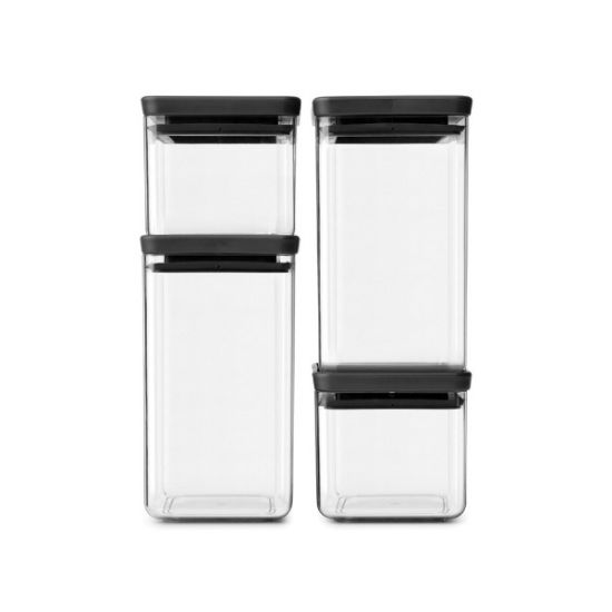 Снимка на Комплект буркани Brabantia Tasty+ (2х0.7L и 2x1.6L), 4 броя ,Dark Grey Lid