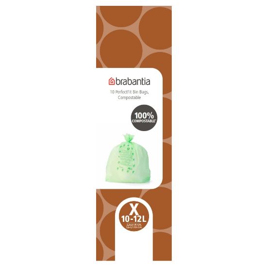 Снимка на Торба за кош Brabantia PerfectFit Sort&Go/NewIcon/Bo Pedal & Touch размер X, 10-12L, 10 броя, зелени, биоразградими, ролка