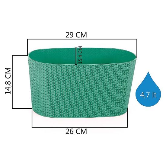 Снимка на Саксия за балкон 29x15.4x14.8 см зелена SERINOVA