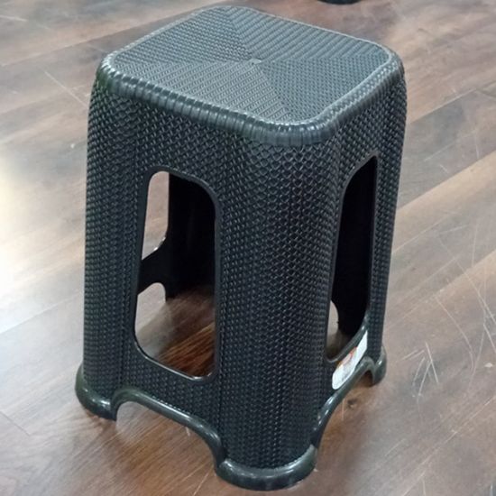 Снимка на Голяма табуретка 36x36x46 см PVC ратан VIOLET HOUSE