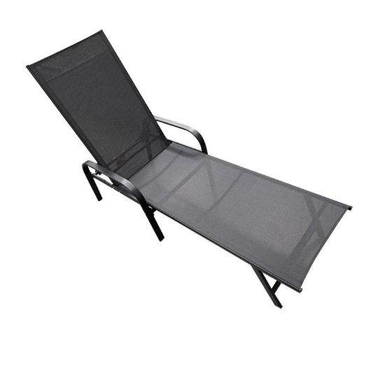 Снимка на Шезлонг с подлакътници 193x61x96 см черен