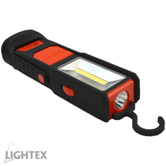 Снимка на LED ръчна лампа COB 1+2W с магнит и батерия LIGHTEX