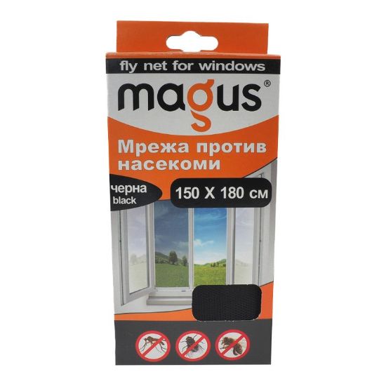 Снимка на Mрежа срещу насекоми за прозорци 1.5x1.8 м черна MAGUS