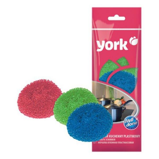 Снимка на Пластмасов скрабър за съдове 3 бр. YORK
