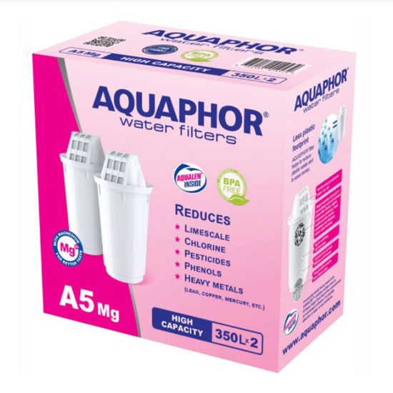 Снимка на Комплект 2 броя филтри за вода А5 MG+ 350 л AQUAPHOR