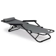Снимка на Сгъваем стол тип шезлонг 153x60x80 см сив DeHOME