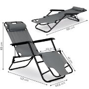 Снимка на Сгъваем стол тип шезлонг 153x60x80 см сив DeHOME